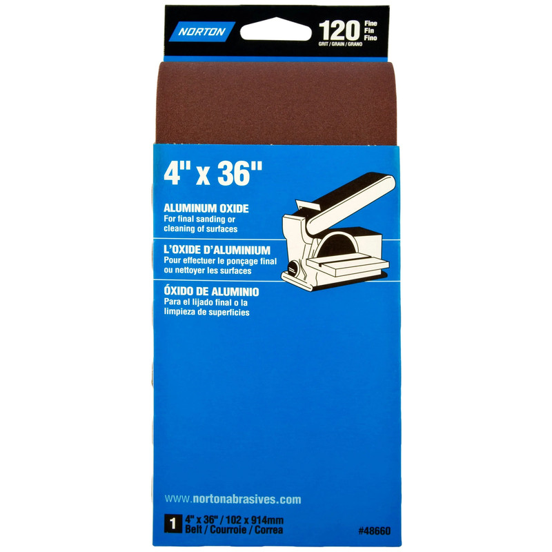 Aluminum Oxide Sanding Belt - Size:4" x 36" - Grit:120 Grit - Pieces:1-Piece
